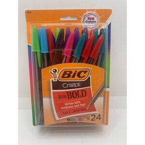 BIC Cristal Xtra-Bold Ballpoint Pens Assorted Ink Colors 24-Pack
